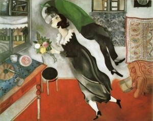 Marc Chagall, “Compleanno”, olio su tela, 1915, Museo d’arte moderna, New York.