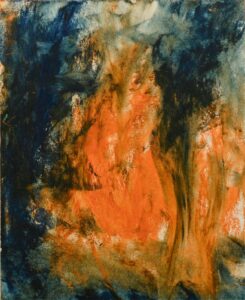 “Fuoco” dipinto da Sara Vergano. “Focosa come la donna, che, nello stesso tempo, deve essere anche illuminata.”